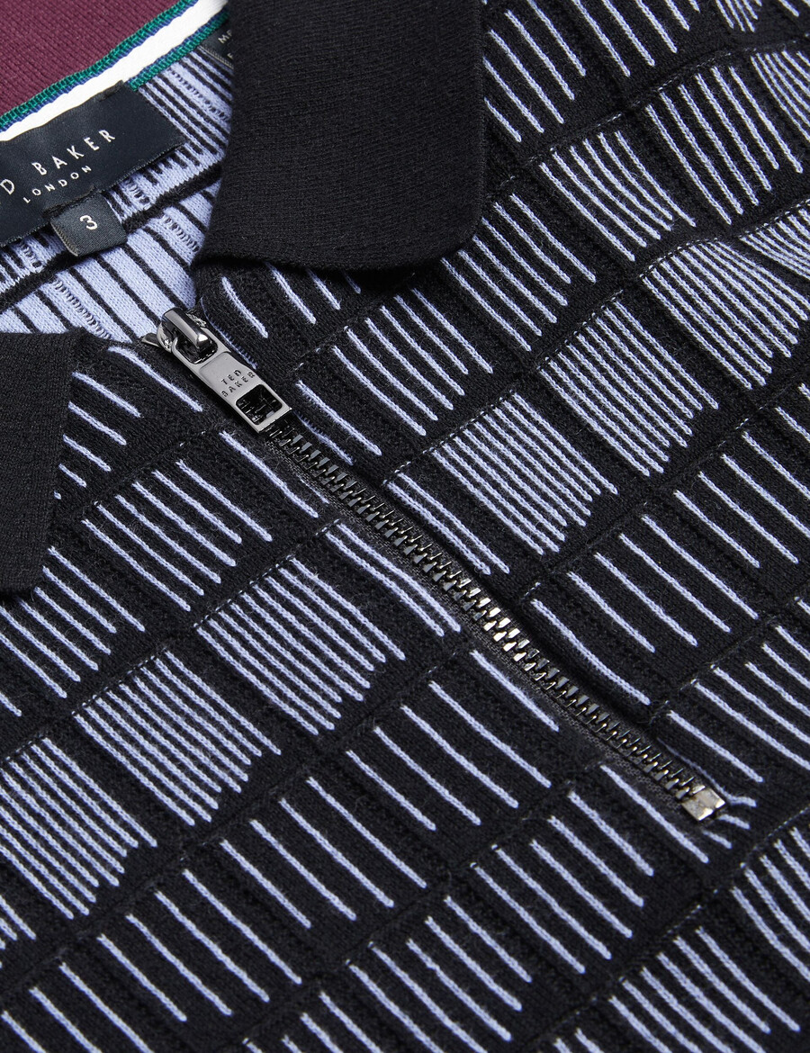 levers - ombre jacquard poloshirt med lynlåsudskæring