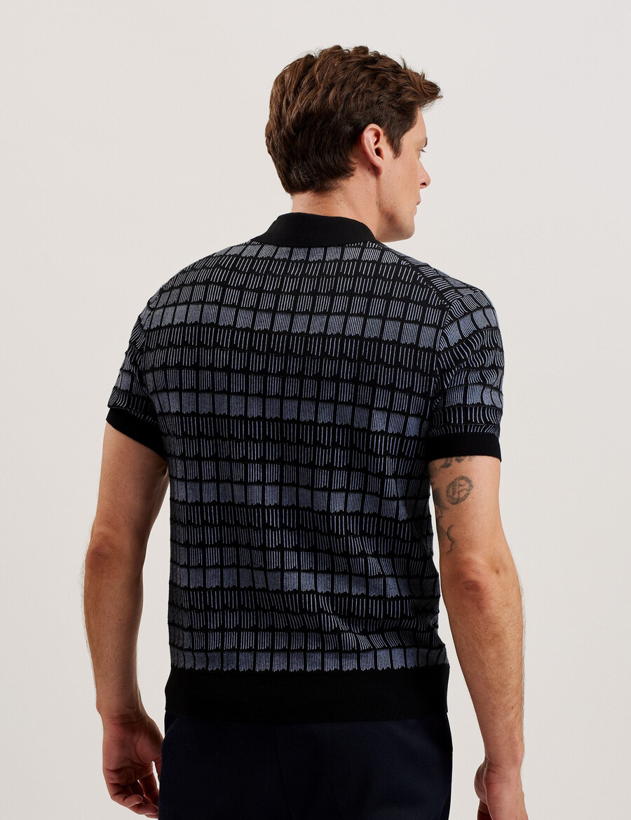 levers - ombre jacquard poloshirt med lynlåsudskæring