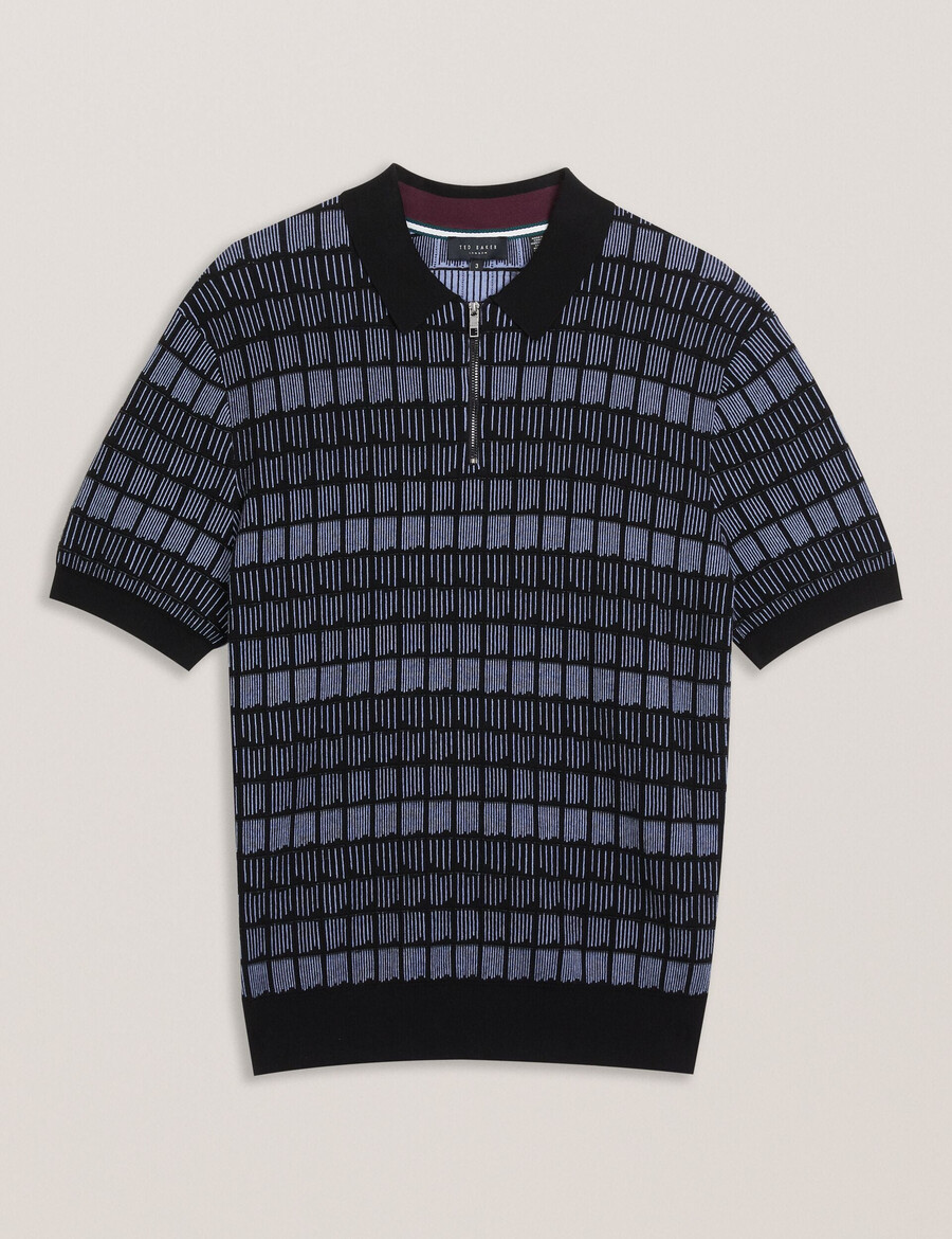 levers - ombre jacquard poloshirt med lynlåsudskæring