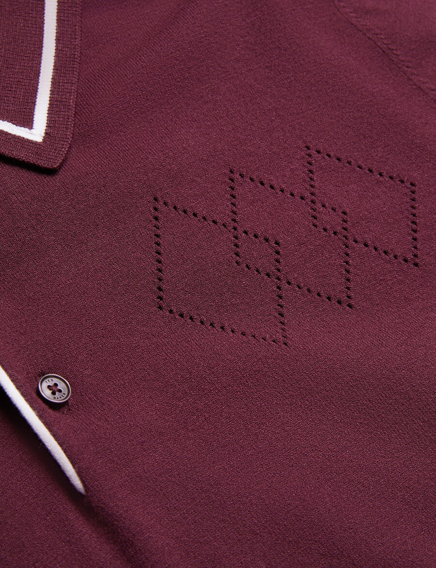dunow - poloshirt med pointelle-detaljer og striber