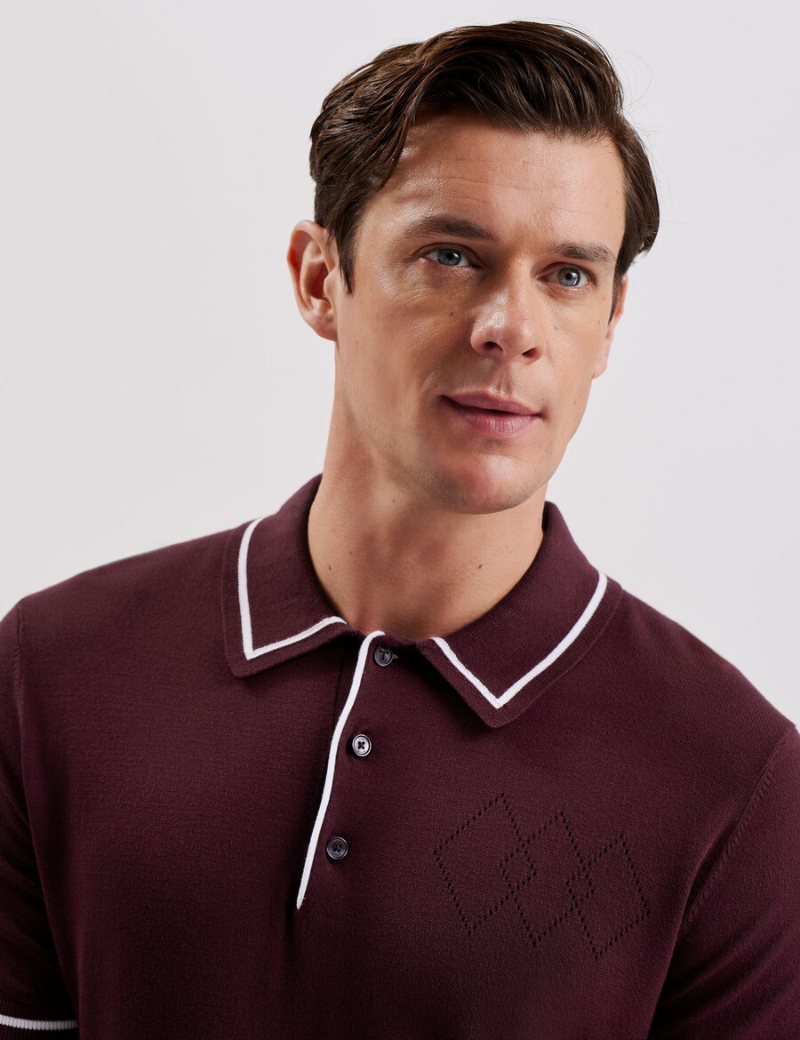 dunow - poloshirt med pointelle-detaljer og striber