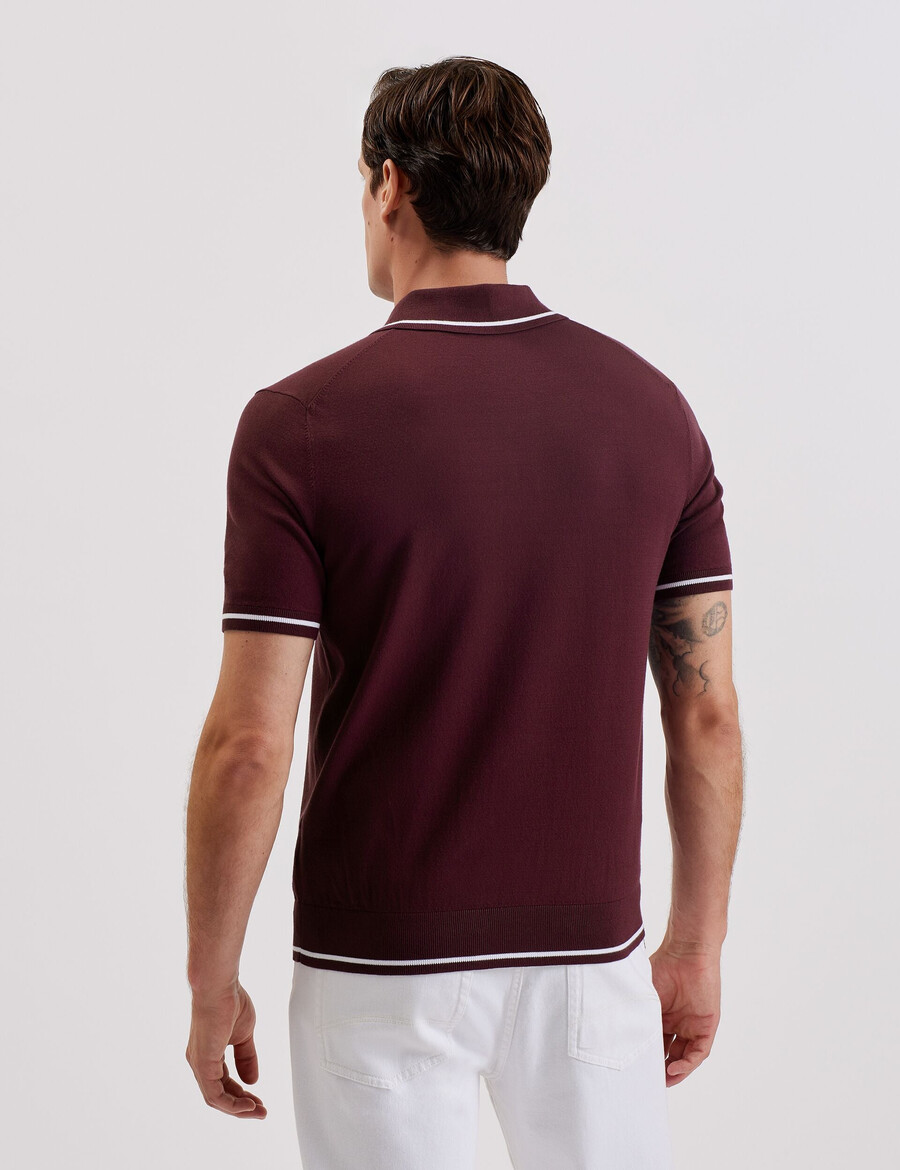 dunow - poloshirt med pointelle-detaljer og striber