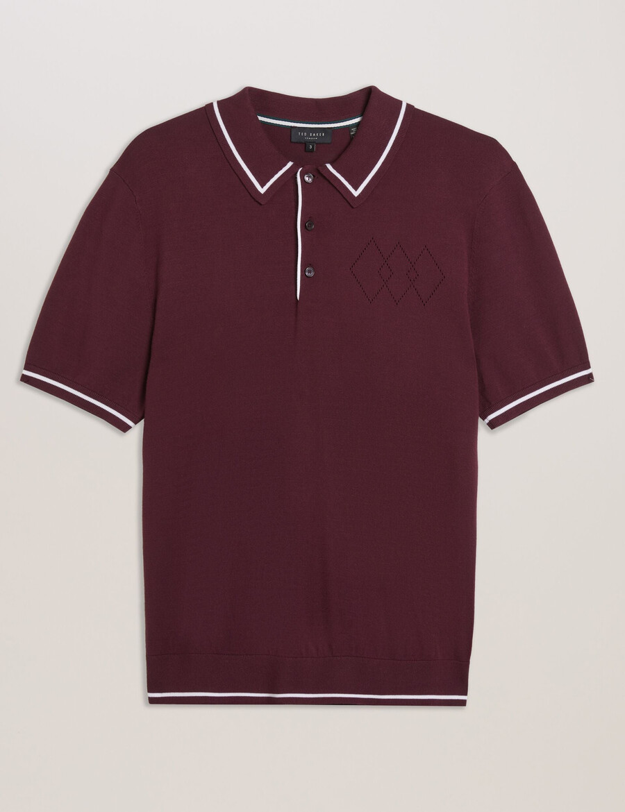 dunow - poloshirt med pointelle-detaljer og striber