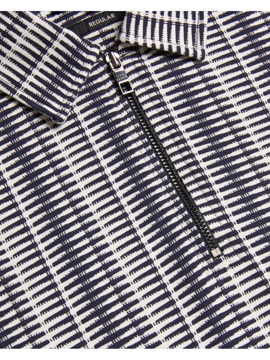 capuzzo - langærmet geo stripe poloshirt med lynlås
