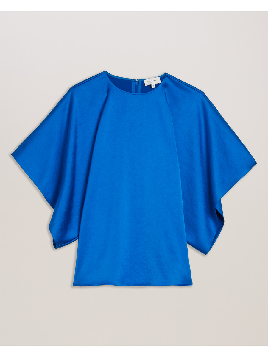 cherika - flagermusebluse med korte ærmer og satin