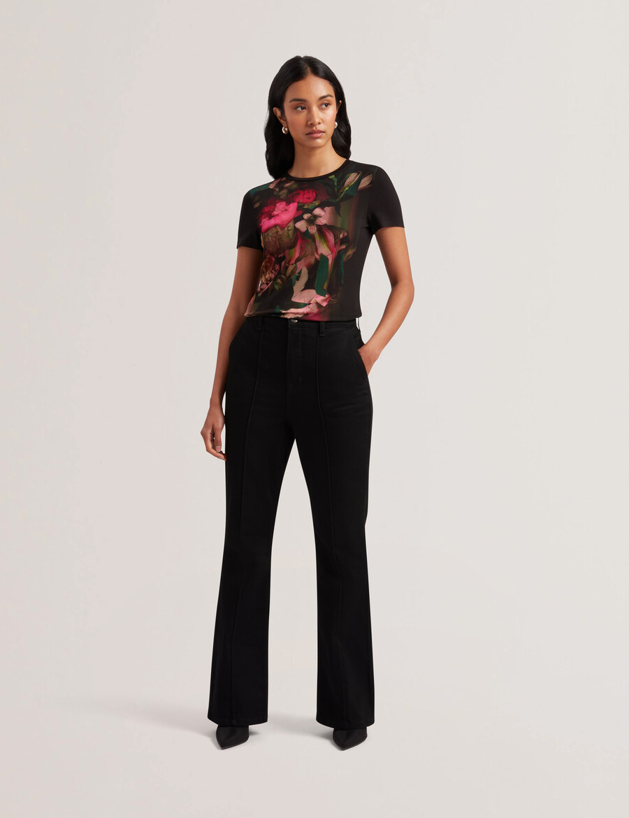 sunnyy - slim fit t-shirt med sløret blomsterprint